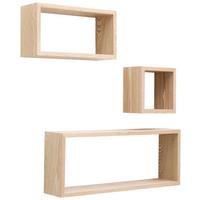 ZESTAW REGAŁÓW ŚCIENNYCH KURT - kolor dębowy, Basics, materiał drewnopochodny (19,5/19,5/12cm) - Carryhome