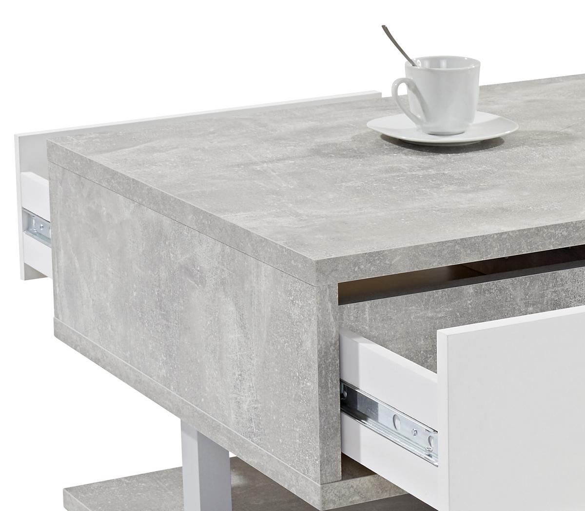 Măsuță de cafea QUATTRO - alb/gri, Konventionell, material pe bază de lemn (105/45/60cm) - Modern Living