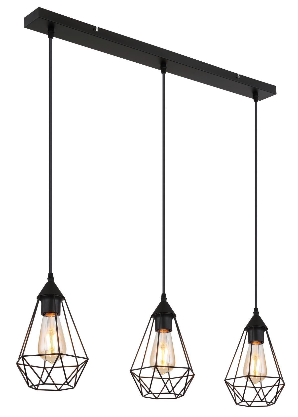 Viseča Svetilka 15745-3h Zachary - črna, Design, kovina/tekstil (79/17/120cm) - Globo