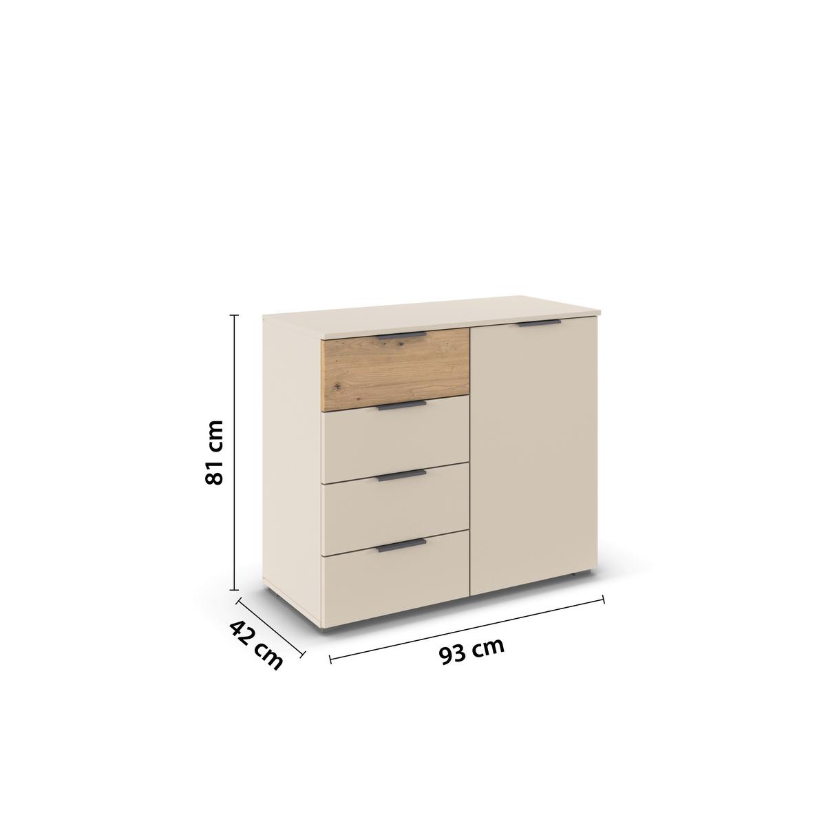 Kommode Ellmau Champagner/Eiche Artisan - Champagner/Eiche Artisan, KONVENTIONELL, Holzwerkstoff/Kunststoff (93/81/42cm) - Premium Living