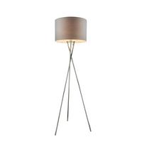 Stehleuchte Gustav Chromfarben max. 60 Watt - Chromfarben/Grau, KONVENTIONELL, Textil/Metall (62/160cm) - Globo