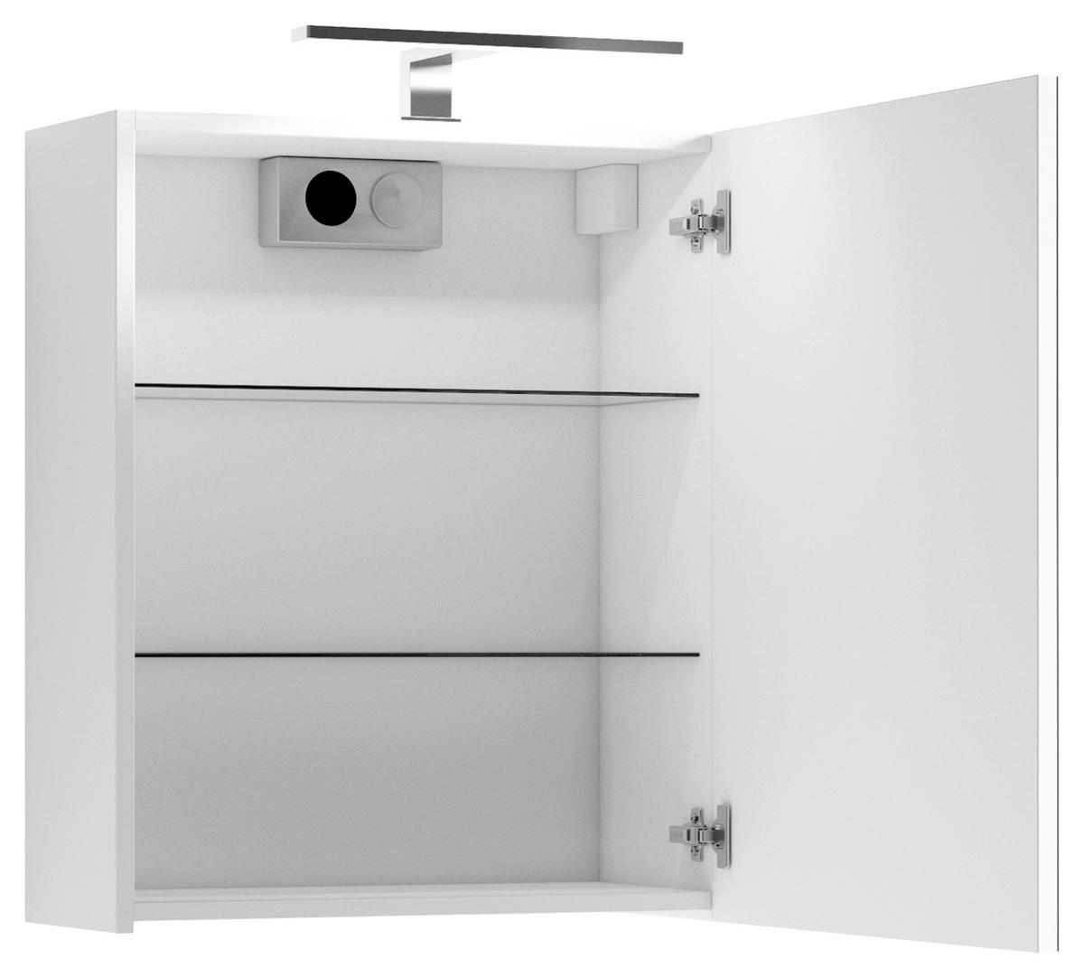 Spiegelschrank Spree mit LED 1 Tür BHT 50x60x20 cm Weiß - MODERN, Glas/Holzwerkstoff (50/60/20cm) - MID.YOU