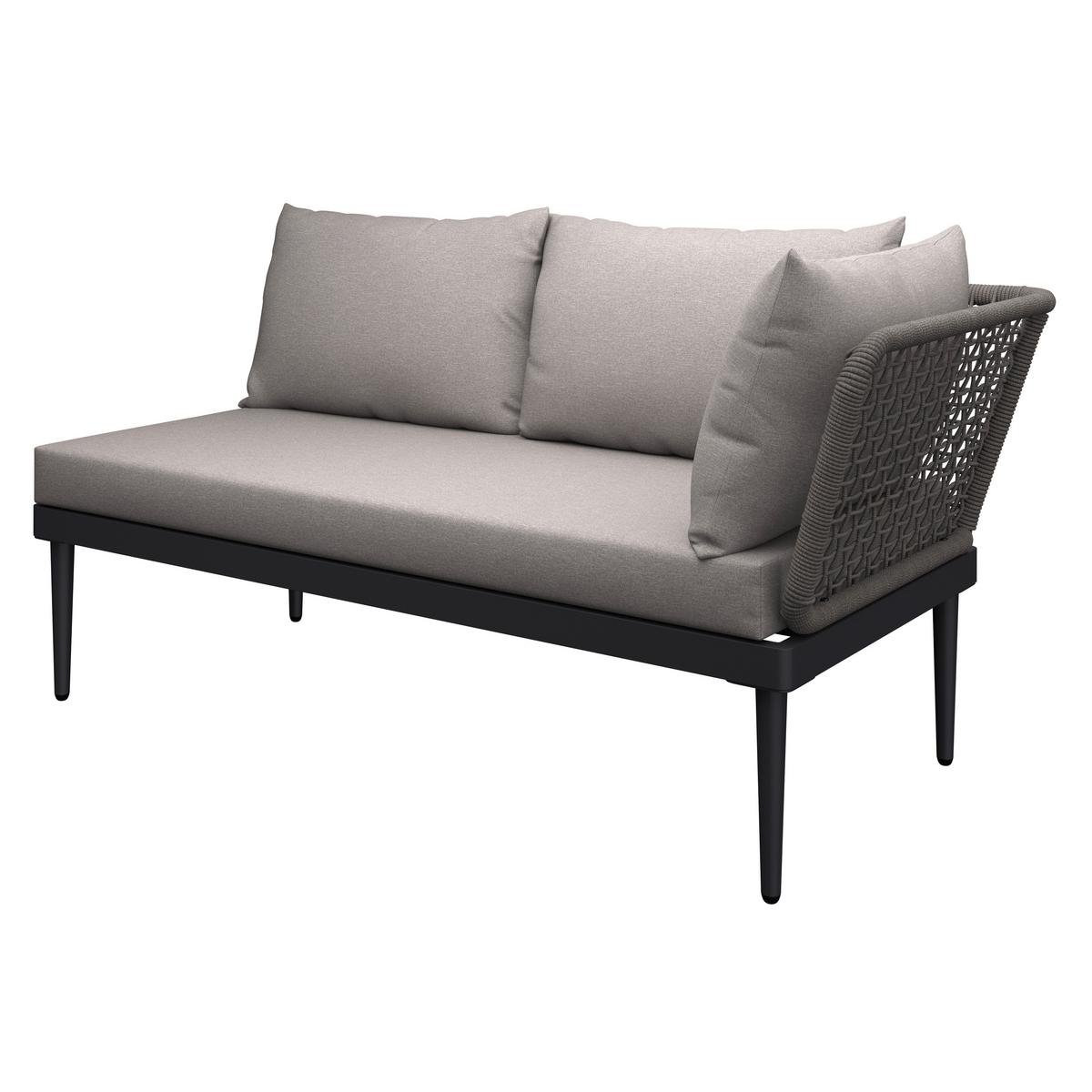 Lounge Garnitura Basel, Siva, Akacija, 3-Delno - siva/naravne barve, Moderno, kovina/steklo (186/150cm) - Beldano