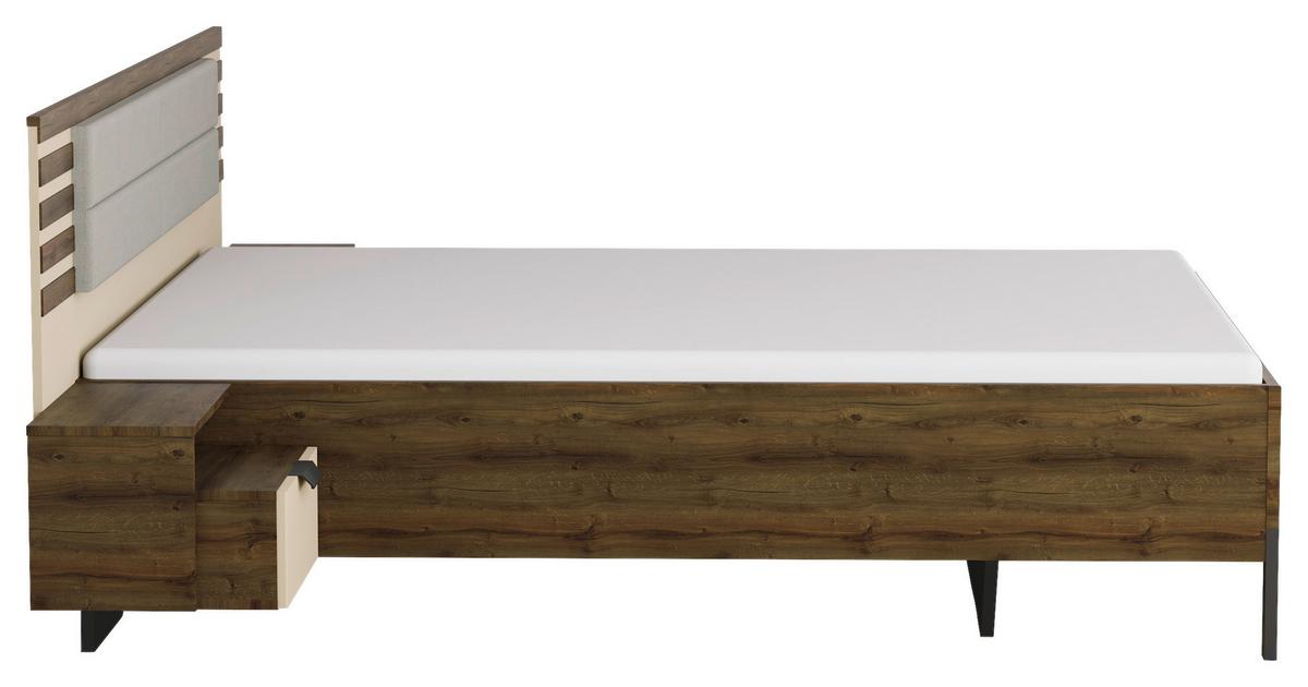 Bettanlage Barea ca. 160x200 cm Champagner/Eiche dunkel - Eiche dunkel/Champagner, MODERN, Holzwerkstoff/Textil (160/200cm) - Rauch Möbel