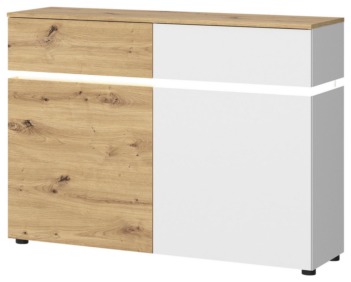 Comodă cu usi LUCI - alb/stejar Artisan, Trend, material pe bază de lemn (120,4/90,1/40cm) - Modern Living