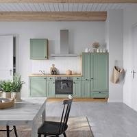 Küchenblock Cascada Low m. Geräten Schilfgrün - Schilfgrün/Eichefarben, MODERN, Holzwerkstoff/Metall (270cm) - Nobilia