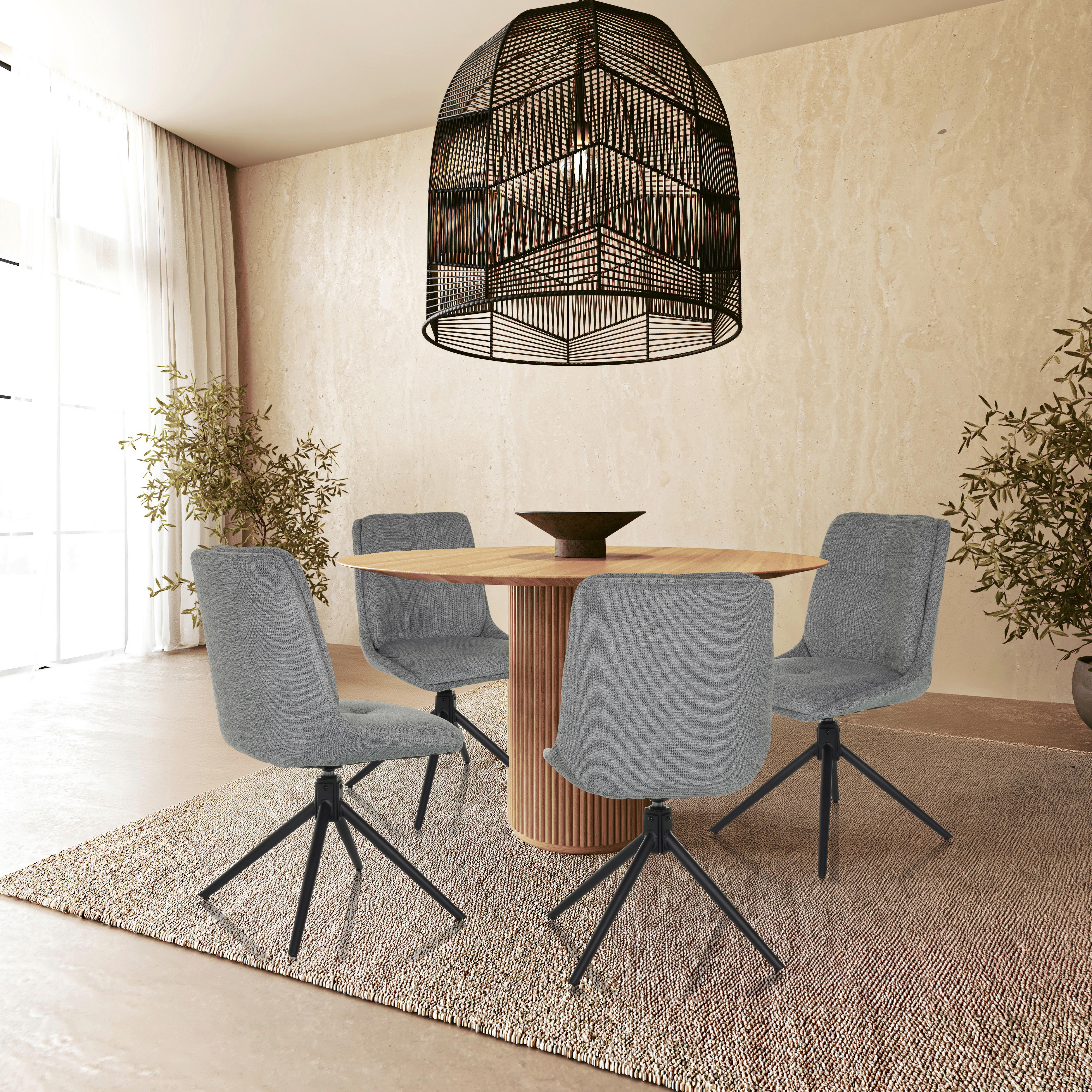 Konferenčni Stol Tarviso I, Siva - siva/črna, Moderno, kovina/tekstil (53/89/58cm) - MID.YOU