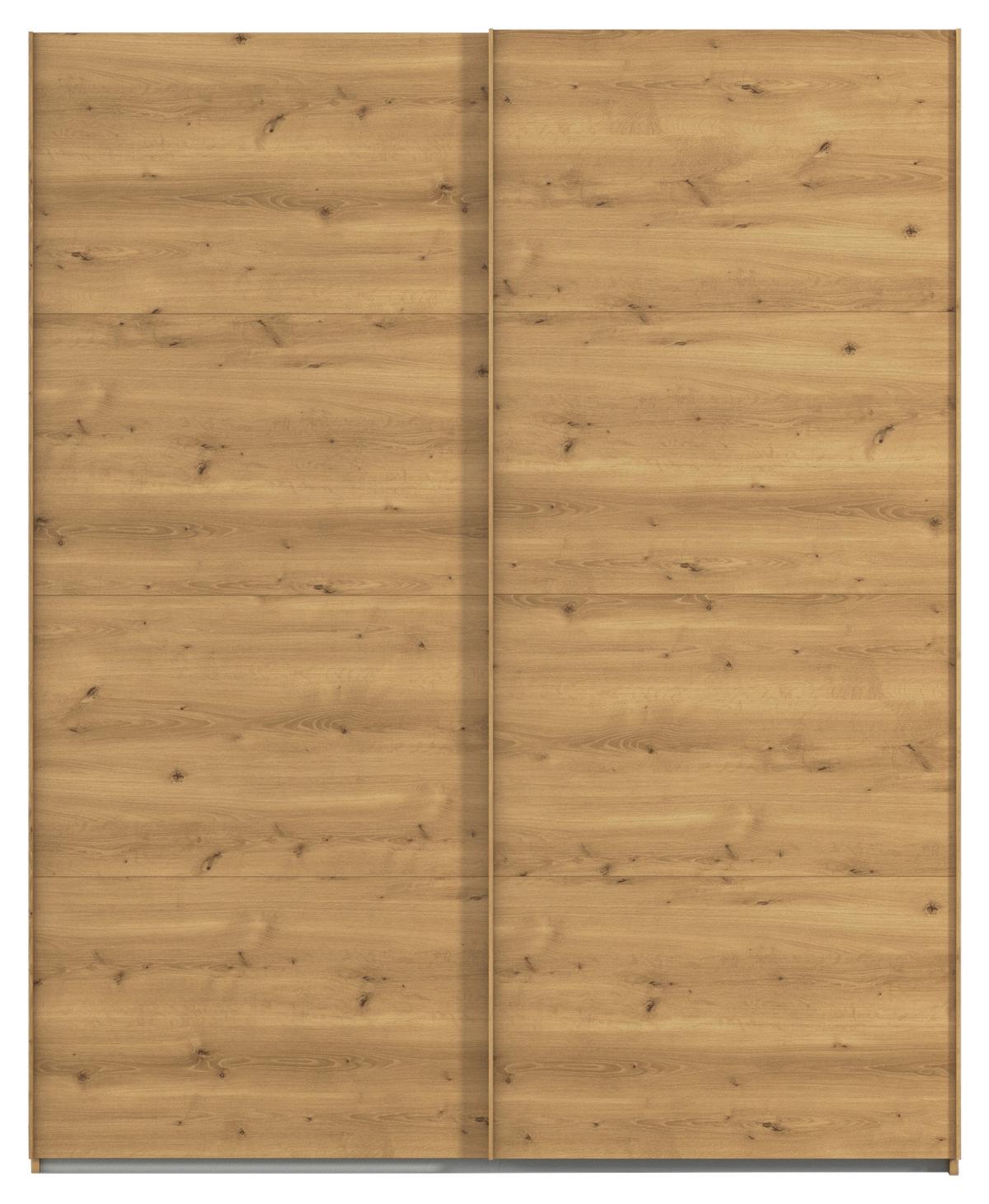 Omara Z Drsnimi Vrati Evelyn, Barva Hrasta - barve hrasta, Design, umetna masa/leseni material (181/223/68cm) - Novel
