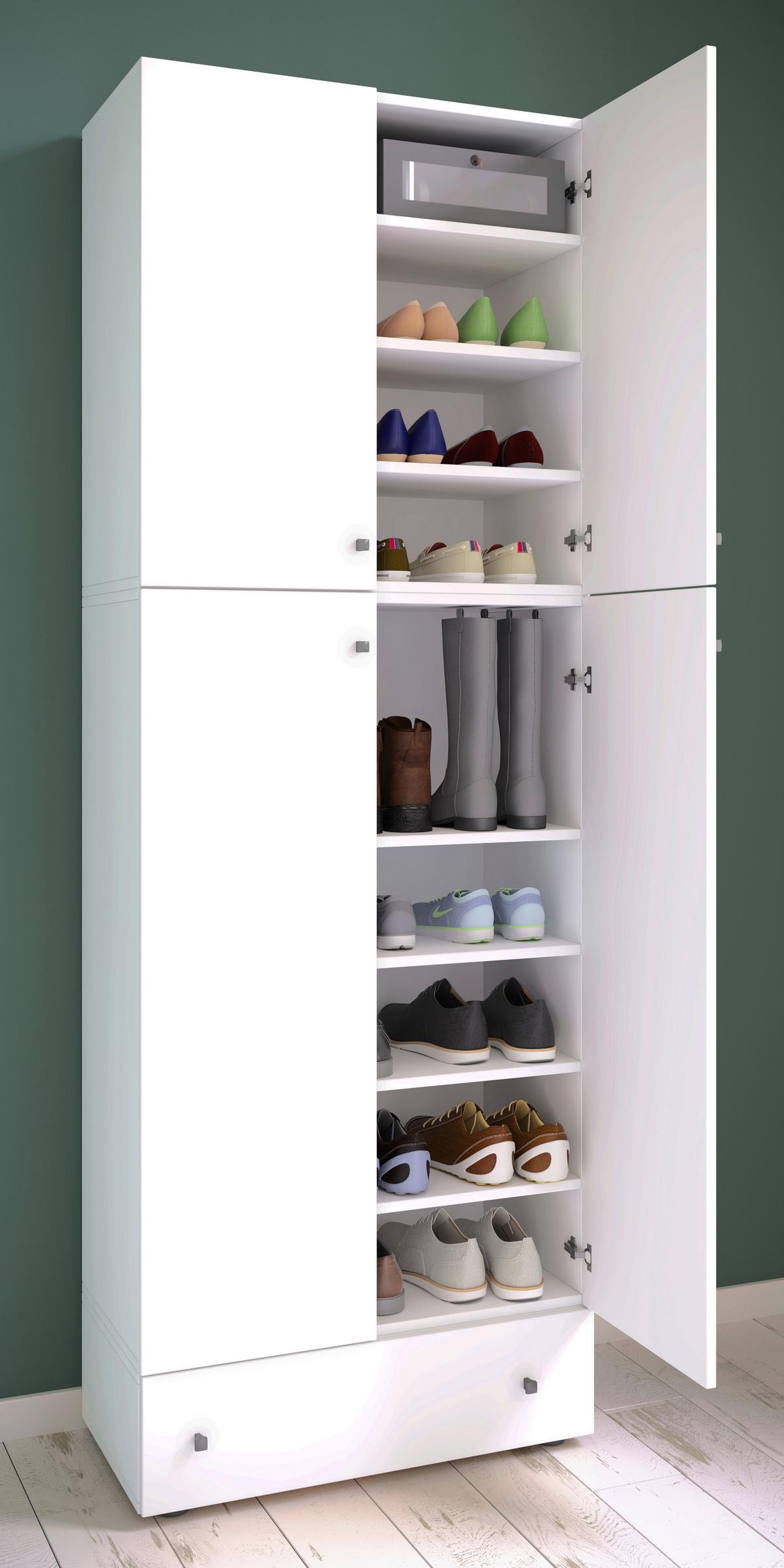Schuhschrank Lona XXL ca.70x200x39cm Weiß - Schwarz/Weiß, MODERN, Holzwerkstoff/Kunststoff (70/200/39cm) - MID.YOU