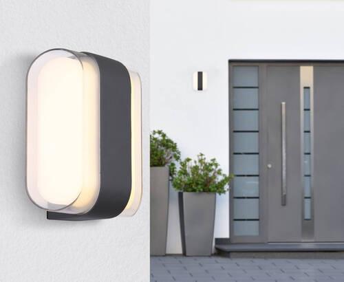 LED-Außenleuchte Plixon Opal/Transparent max.12Watt - Transparent/Anthrazit, Design, Kunststoff/Metall (16/7,8/12,5cm) - Globo