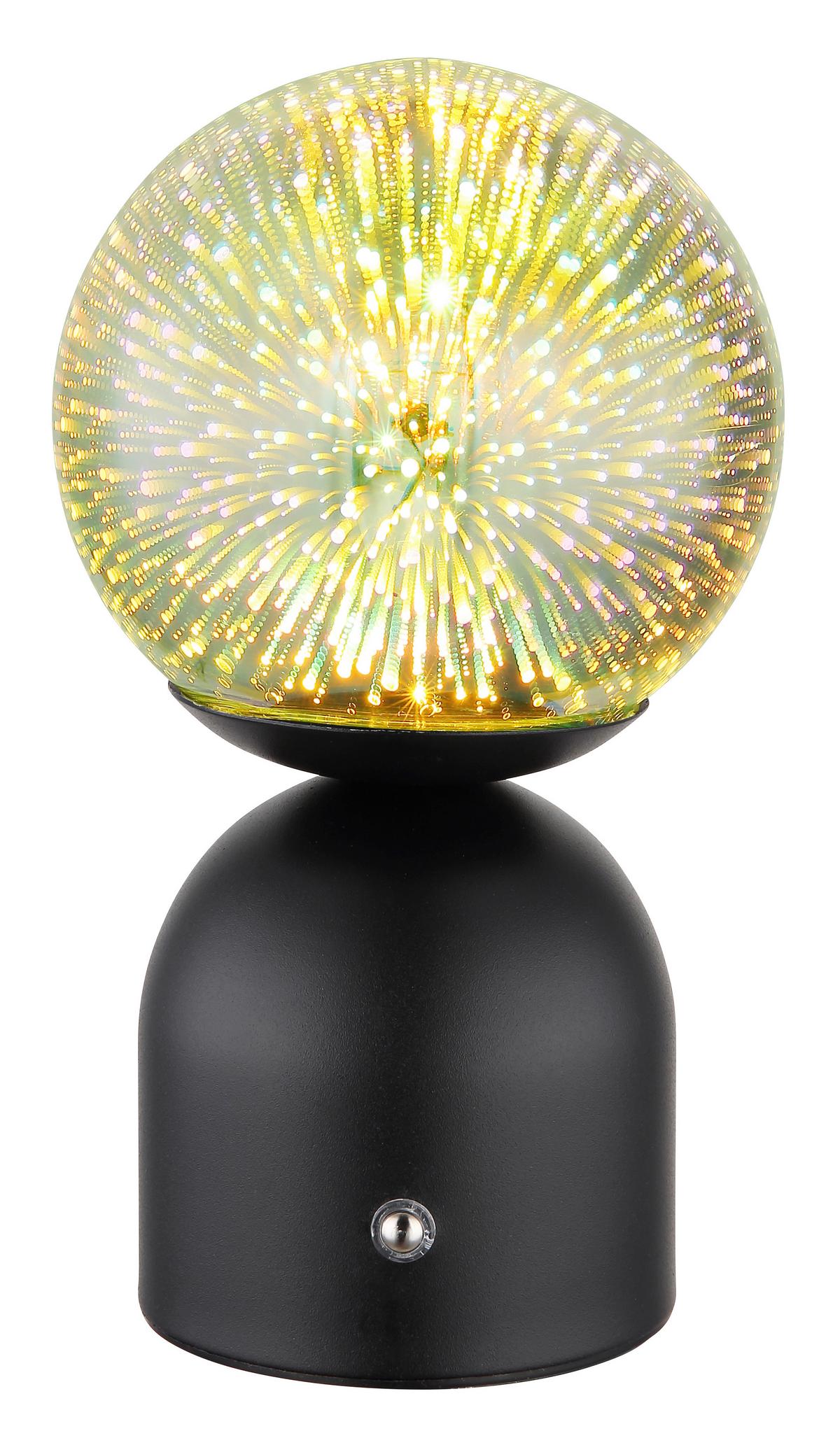 Akku-Tischleuchte Julsy Klar max. 2,5 Watt - Klar/Schwarz, KONVENTIONELL, Glas/Metall (12/21cm) - Globo