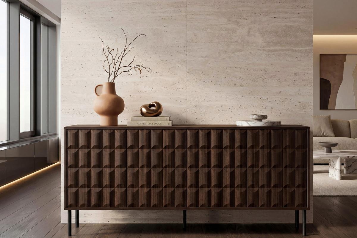 Sideboard Diamond Dunkelbraun - Dunkelbraun/Schwarz, Design, Holzwerkstoff/Metall (205/91/40cm) - Mömax