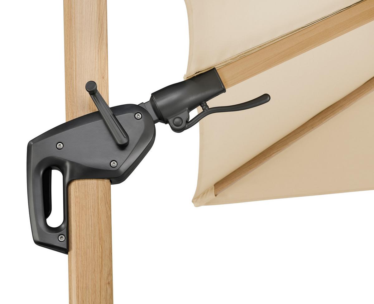 Ampelschirm Rohdos Naturfarben - Eichefarben/Naturfarben, Basics, Textil/Metall (358/263/300cm) - Schneider