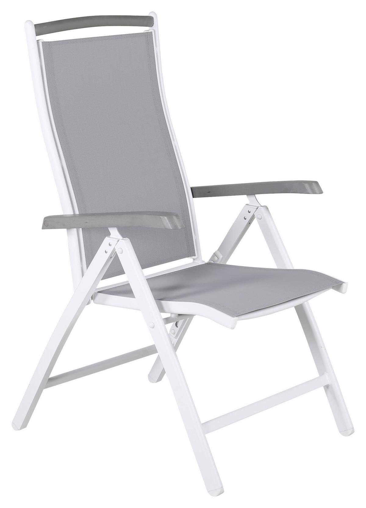 Gartensessel-2er Set Albany ca. 60x110x60 cm Weiß/Grau - Weiß/Grau, KONVENTIONELL, Metall (60/110/60cm) - Gardenson