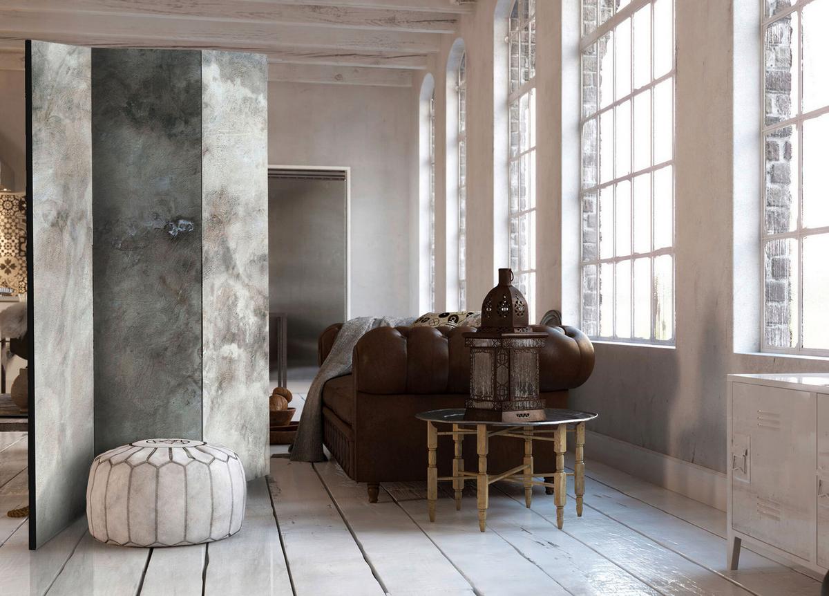 Paravan Hail Cloud, 3-Delni, Dvostranski - sivobež/siva, Basics, tekstil/les (135/172/3cm) - artgeist