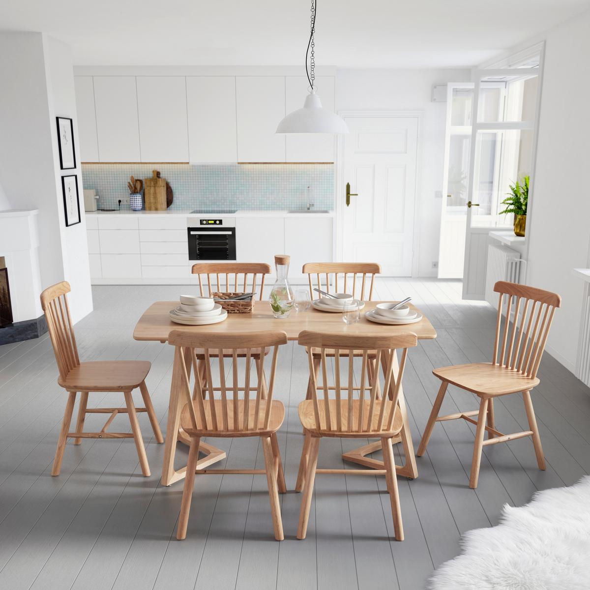 Esstisch Colin in Holz Kautschuk massiv ca. 140x75 cm - Naturfarben, MODERN, Holz (140/75/80cm) - Bessagi Home