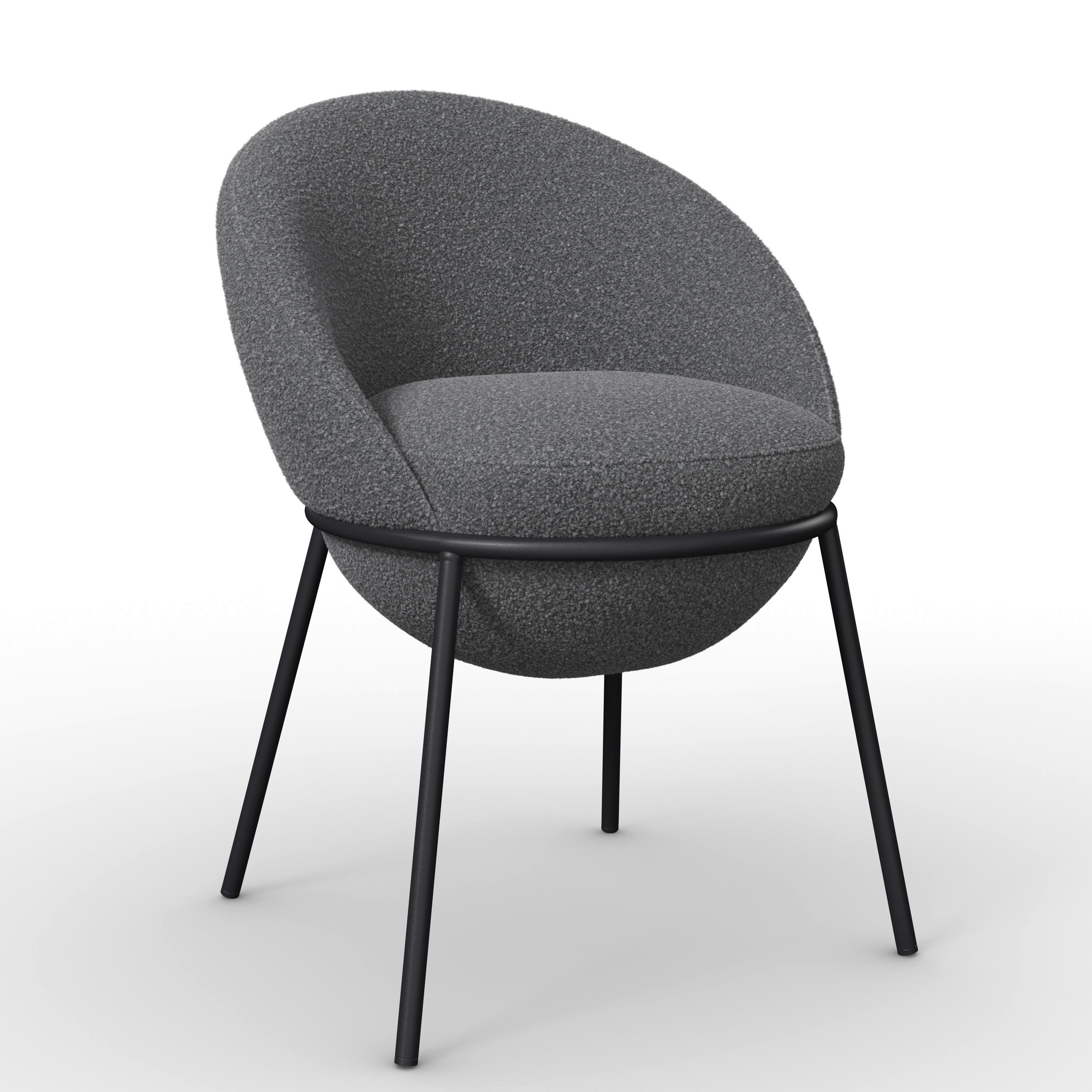 Armlehnstuhl Zoa Grau Struktur Gepolstert - Schwarz/Grau, MODERN, Holz/Textil (57/85/61cm) - Bessagi Home