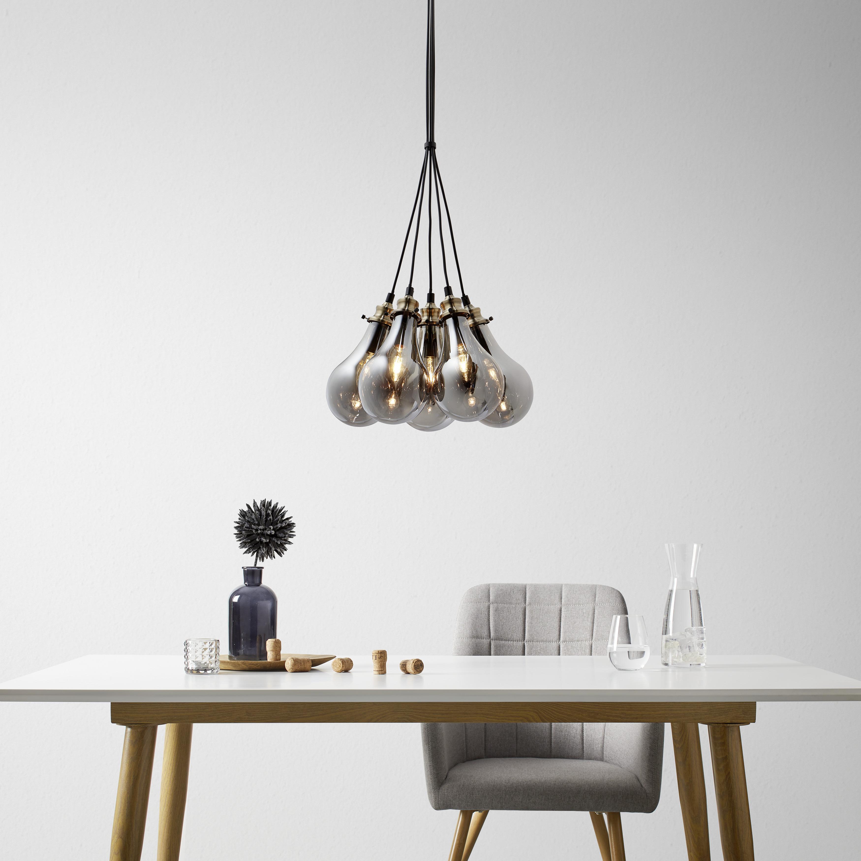 Függőlámpa Luciana - sárgaréz/szürke, Modern, Üveg (38/132.5/15cm) - Bessagi Home