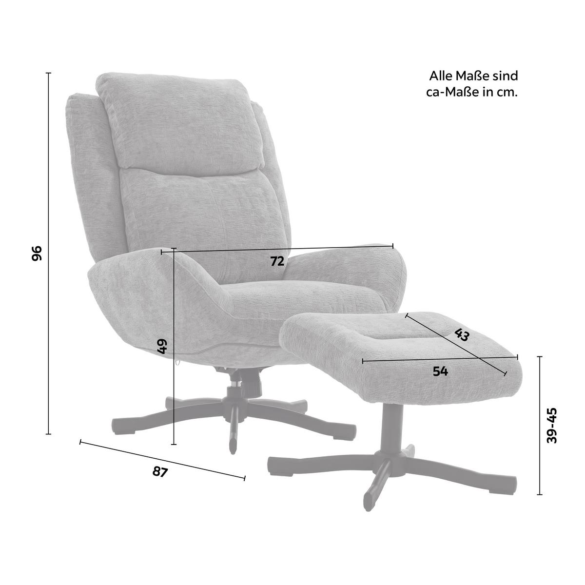 Sessel Nina Samt Grau - Schwarz/Grau, MODERN, Textil/Metall (72/96/87cm) - Bessagi Home