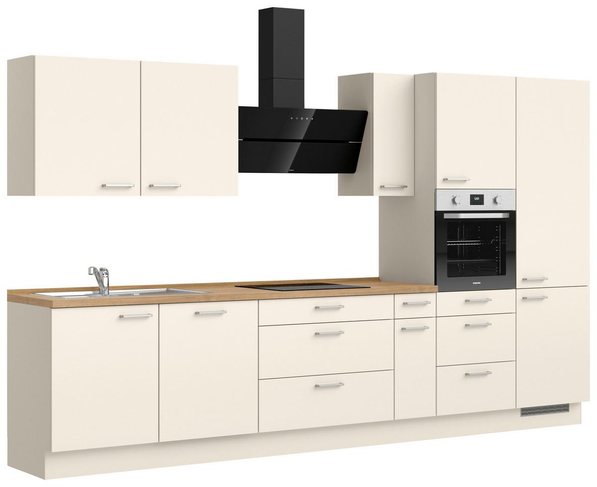 Küchenblock Touch High m. Geräten Magnolie - Edelstahlfarben/Eichefarben, MODERN, Holzwerkstoff/Metall (360cm) - Nobilia