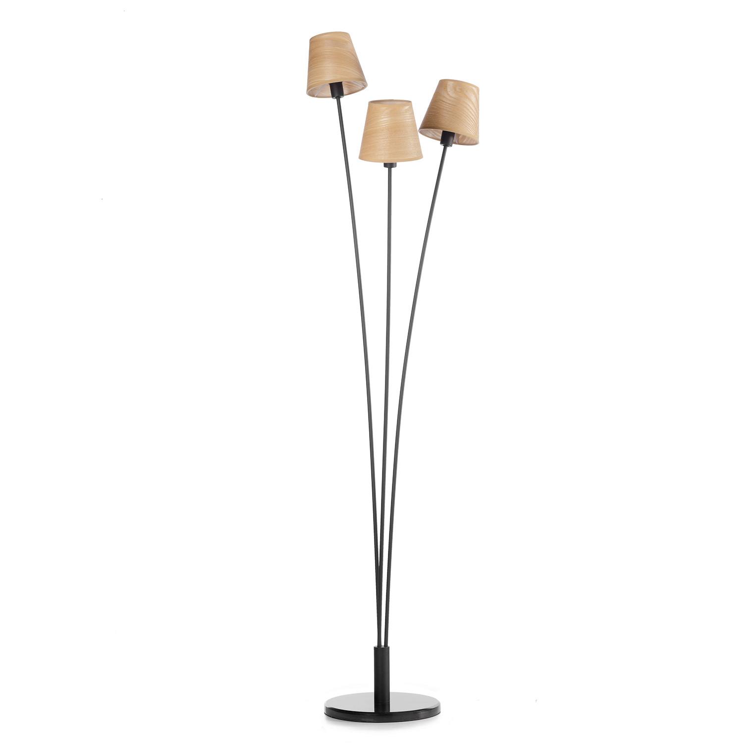 Stehleuchte Asia Schwarz/Eiche max. 6 Watt - Eichefarben/Schwarz, KONVENTIONELL, Textil/Metall (30/165cm)