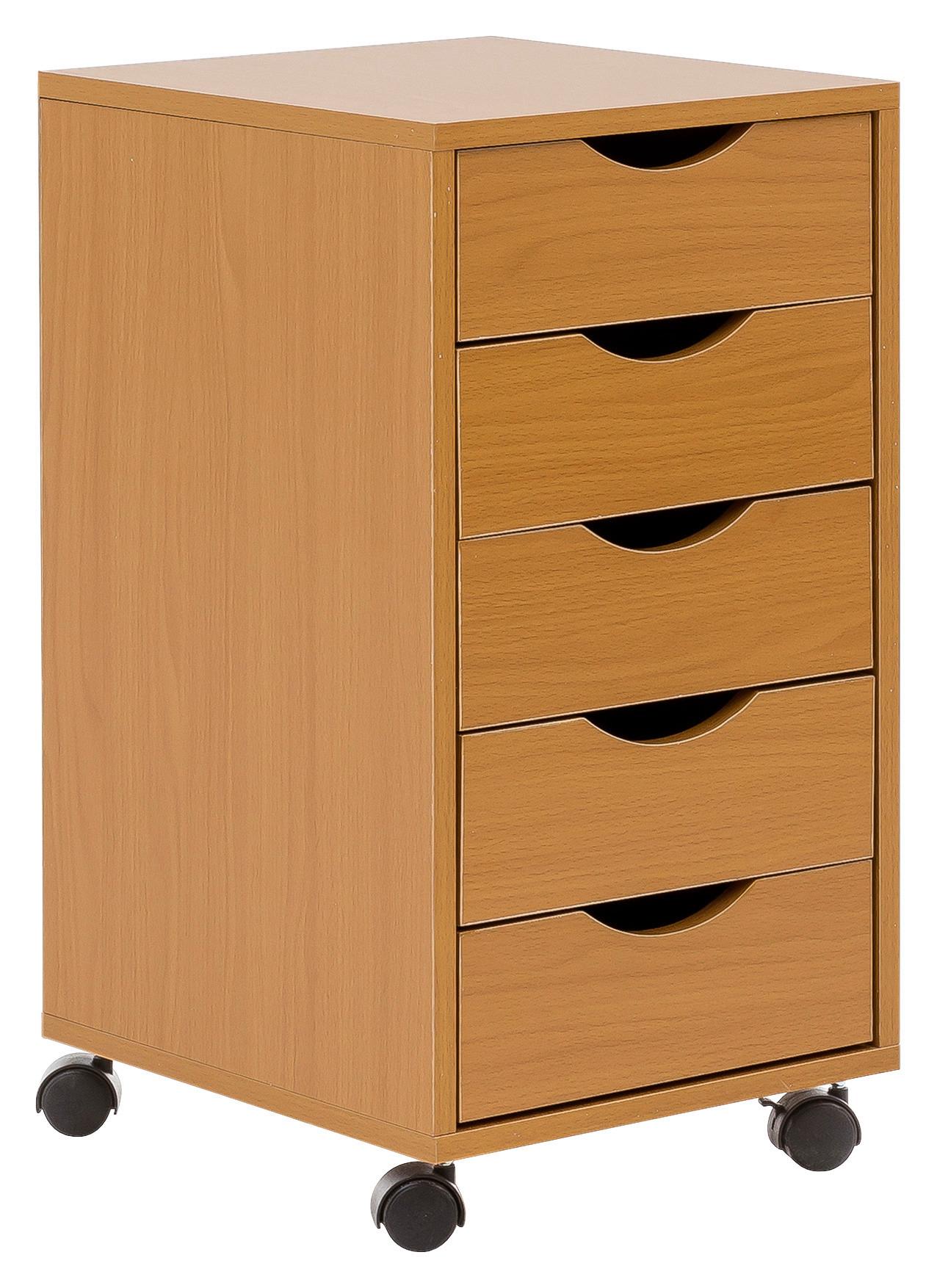 Predalnik Na Kolescih Rollcontainer, Bukev - barve bukve, Konvencionalno, umetna masa/leseni material (33/68/38cm) - MID.YOU