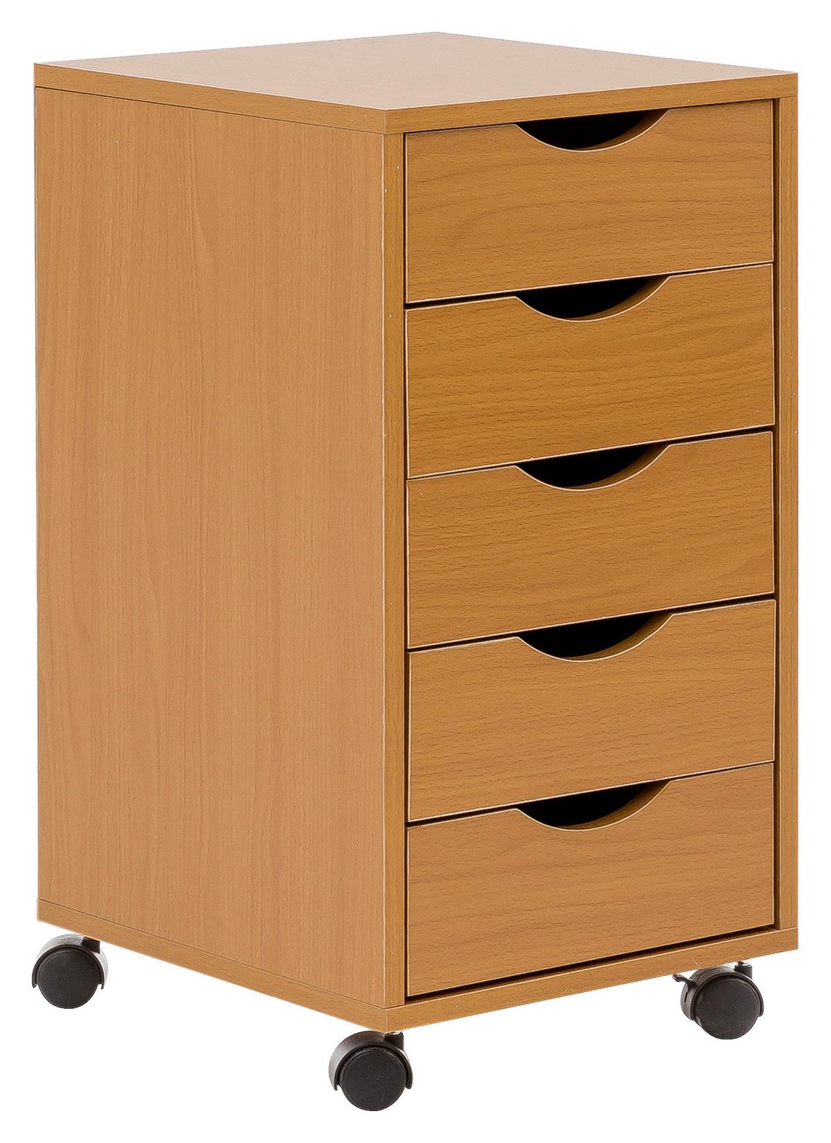 Predalnik Na Kolescih Rollcontainer, Bukev - barve bukve, Konvencionalno, umetna masa/leseni material (33/68/38cm) - MID.YOU