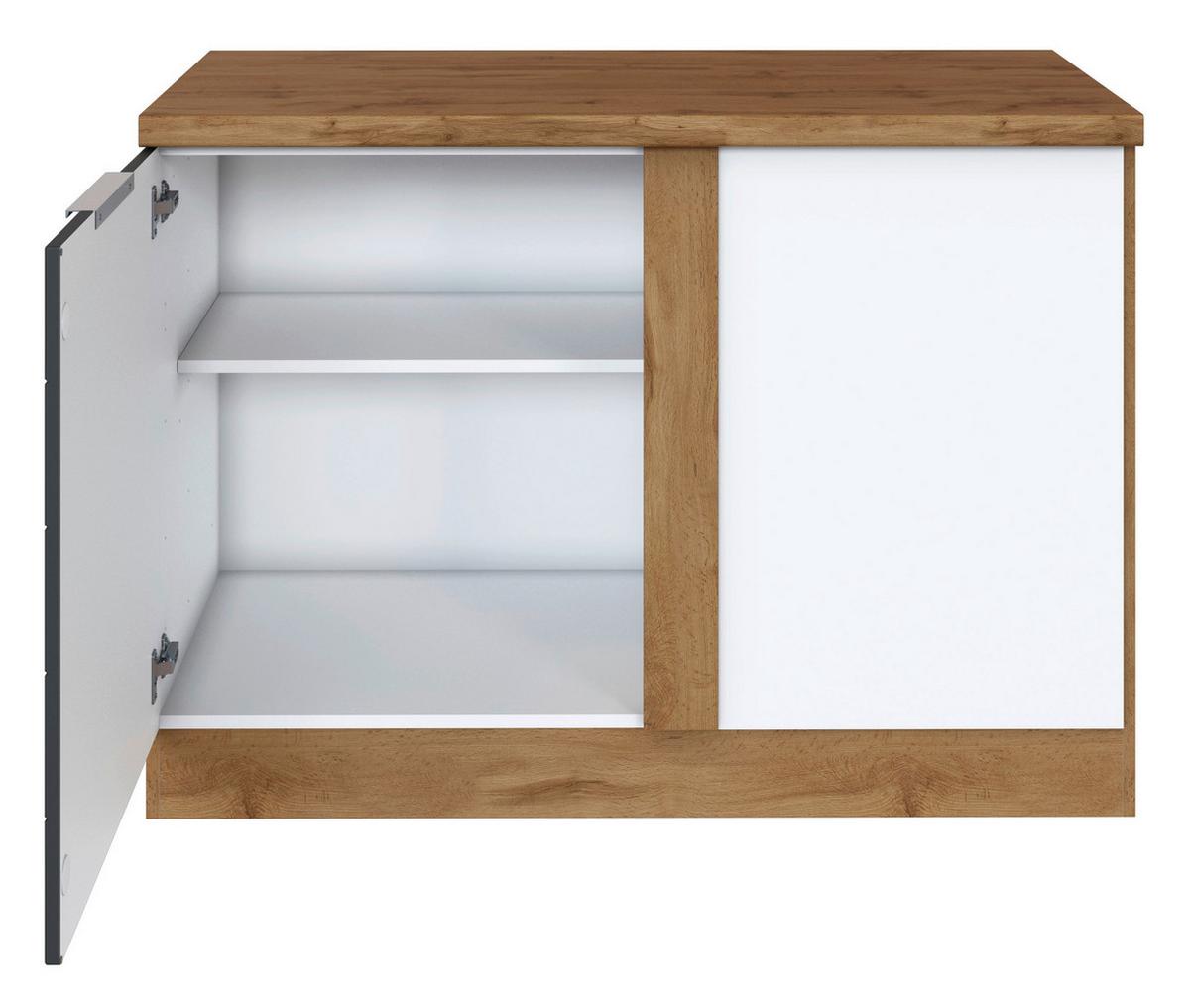Eckunterschrank Florenz ca. 120 cm Grau/Eiche - Eiche Wotan/Grau, Design, Holzwerkstoff/Metall (120/86/60cm) - Held