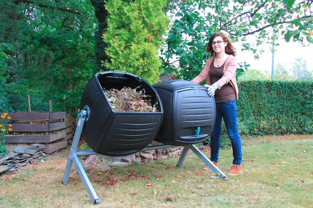 Komposter Kompost-Zwilling Schwarz ca. 380l - Schwarz, Basics, Kunststoff (148/111/80cm)