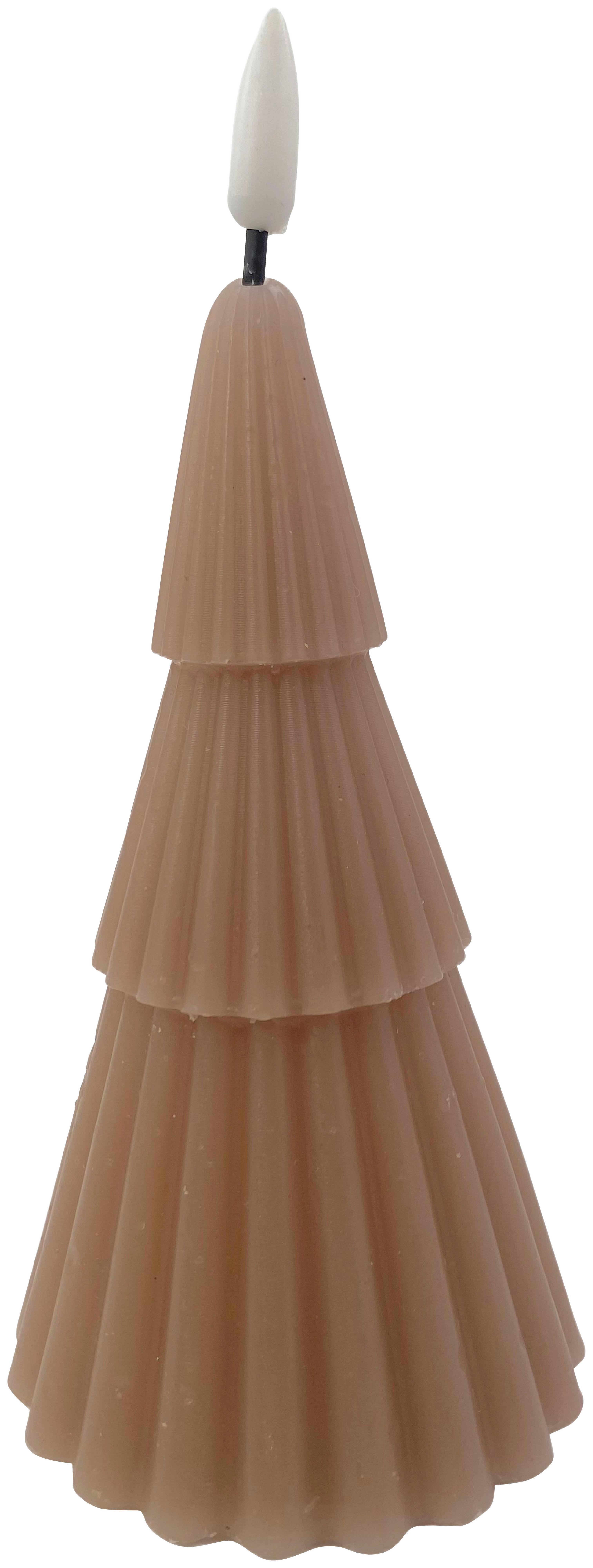LED-Kerze Tree Taupe - Taupe, Konventionell, Naturmaterialien/Kunststoff (8/14,5cm) - Modern Living