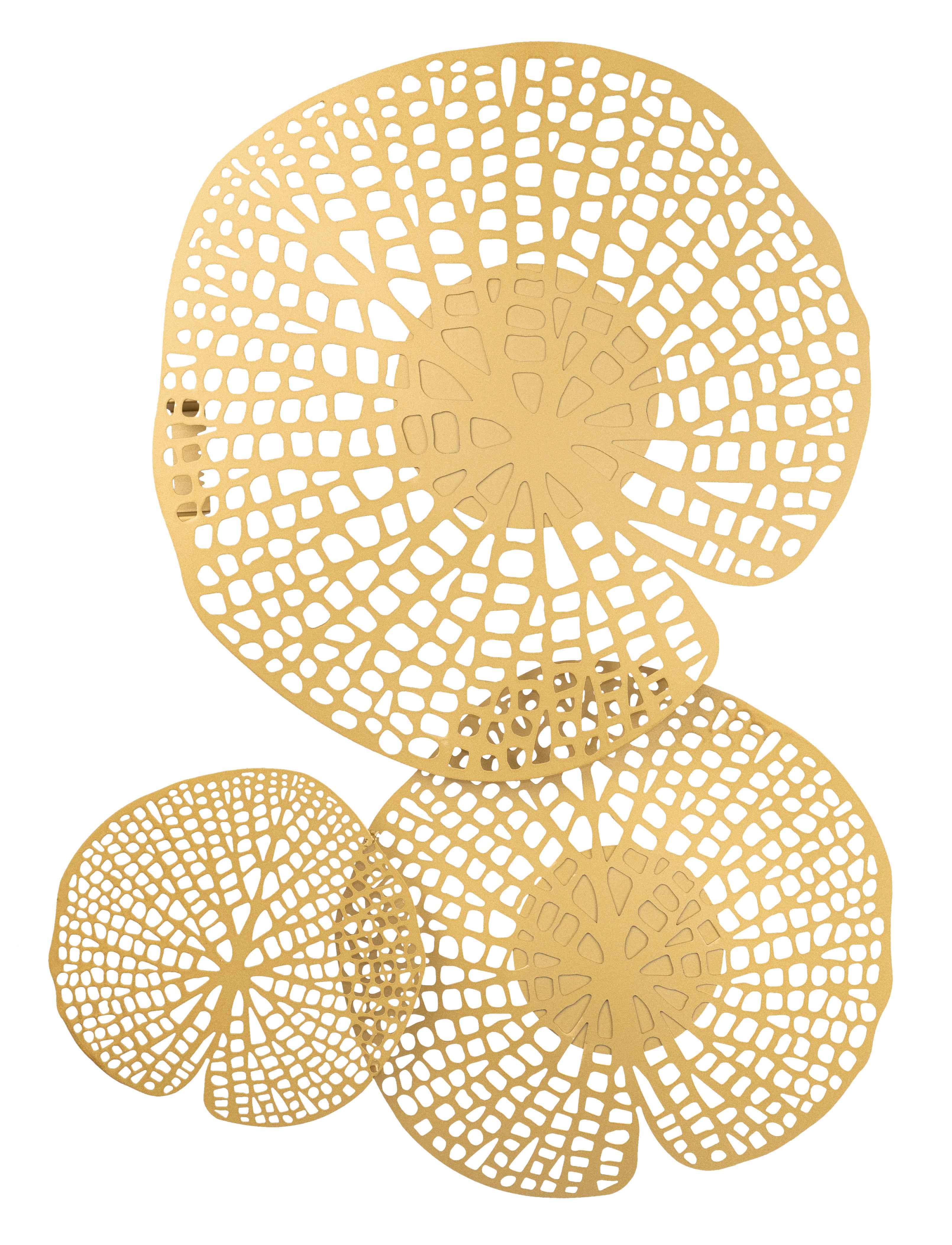 Stenska Led-svetilka Leandra - zlate barve, Moderno, kovina (66/48/4,5cm) - Premium Living