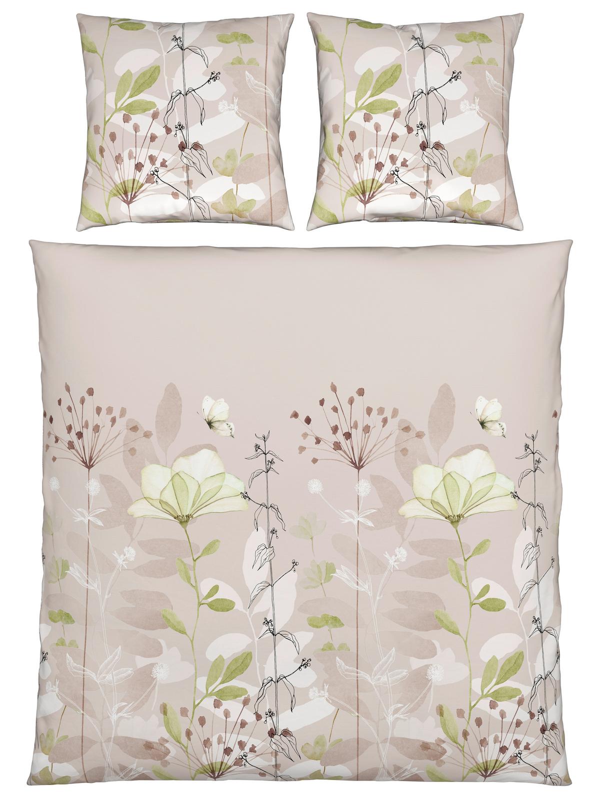 BETTWÄSCHESET LOALA XXL - Beige/Grün, Romantik / Landhaus, Textil (200/210cm) - Mömax