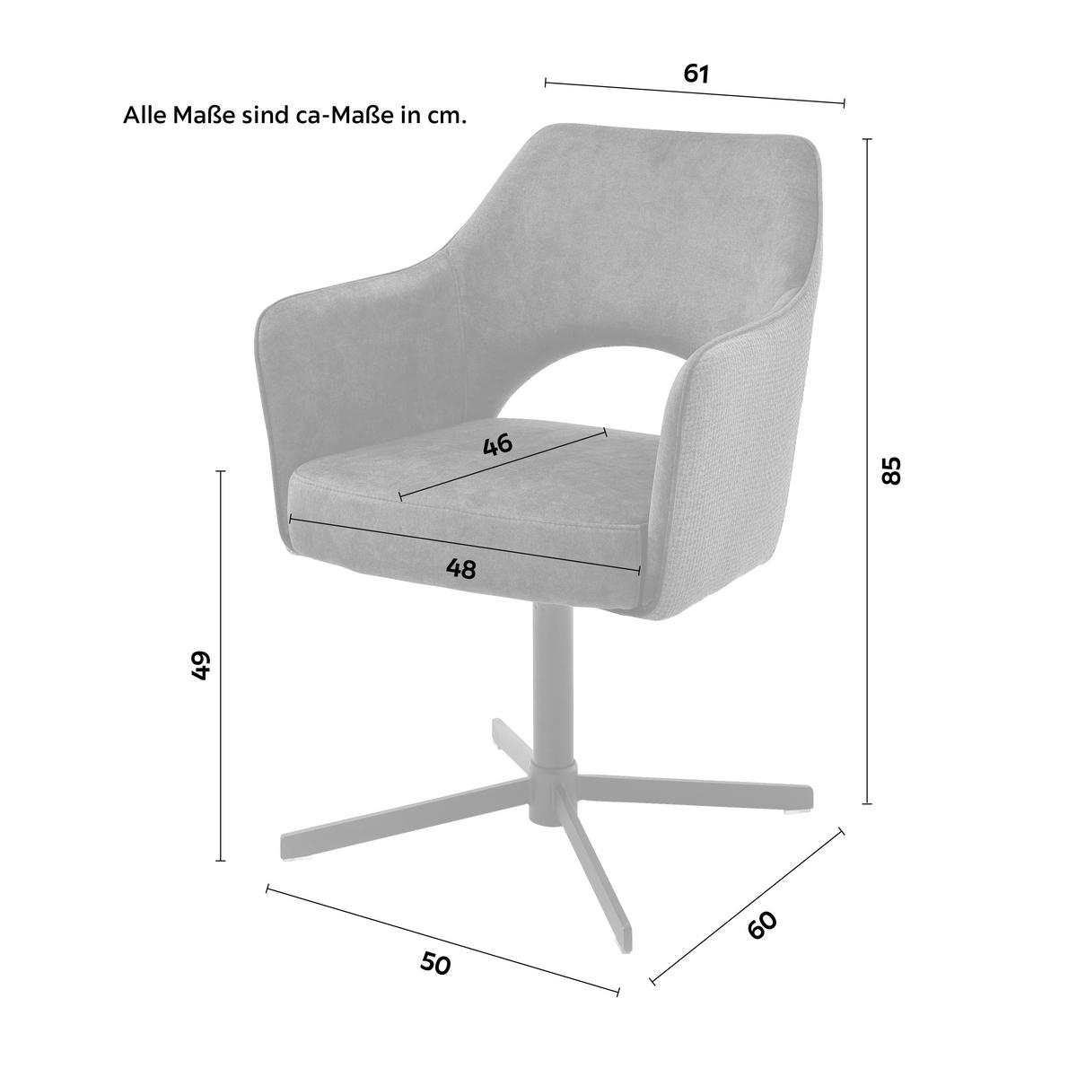 Armlehnstuhl Valletta in Olivgrün/Schwarz - Schwarz/Olivgrün, Konventionell, Textil/Metall (61/85/60cm) - Premium Living