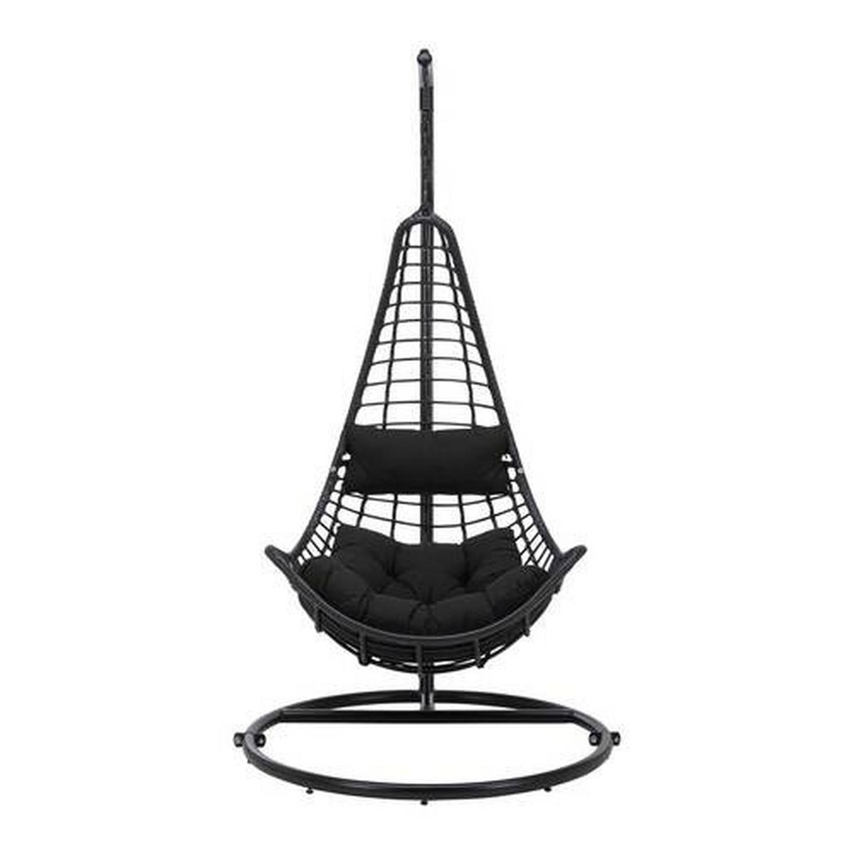 Hängesessel Caitlin Schwarz Metall/Kunststoff/Outdoorstoff - Schwarz, MODERN, Kunststoff/Textil (110/198/105cm) - Bessagi Garden