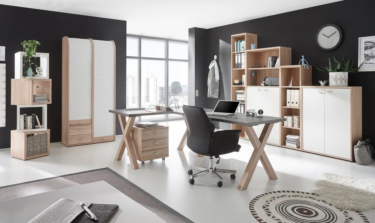 Pisalna Miza Mister Office, Barva Grafita - barve hrasta/barve grafita, Moderno, leseni material (140/75/70cm) - Mömax
