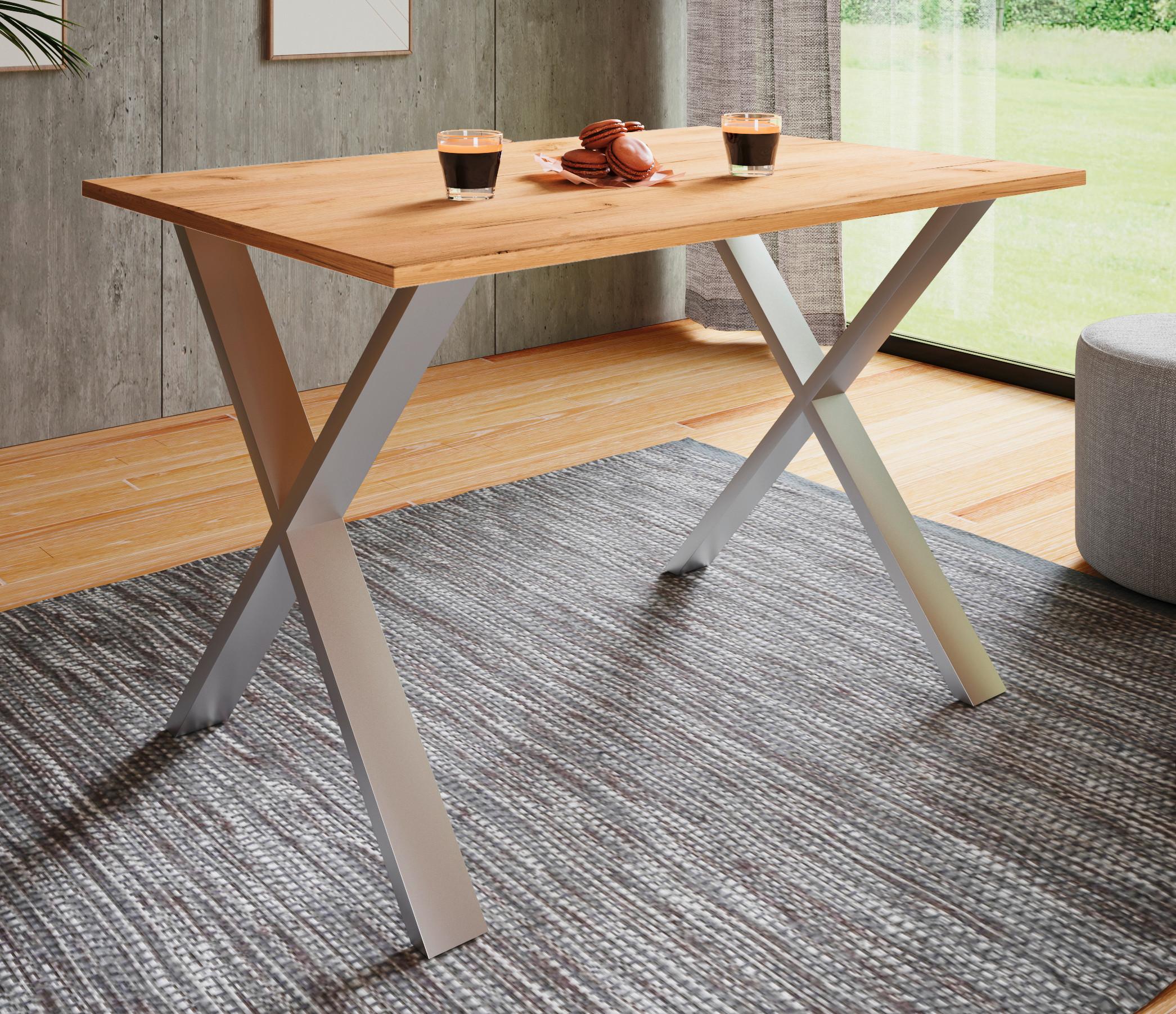 ESSTISCH XONA - Honigeiche/Silberfarben, Basics, Holzwerkstoff/Metall (80/50/76cm) - MID.YOU