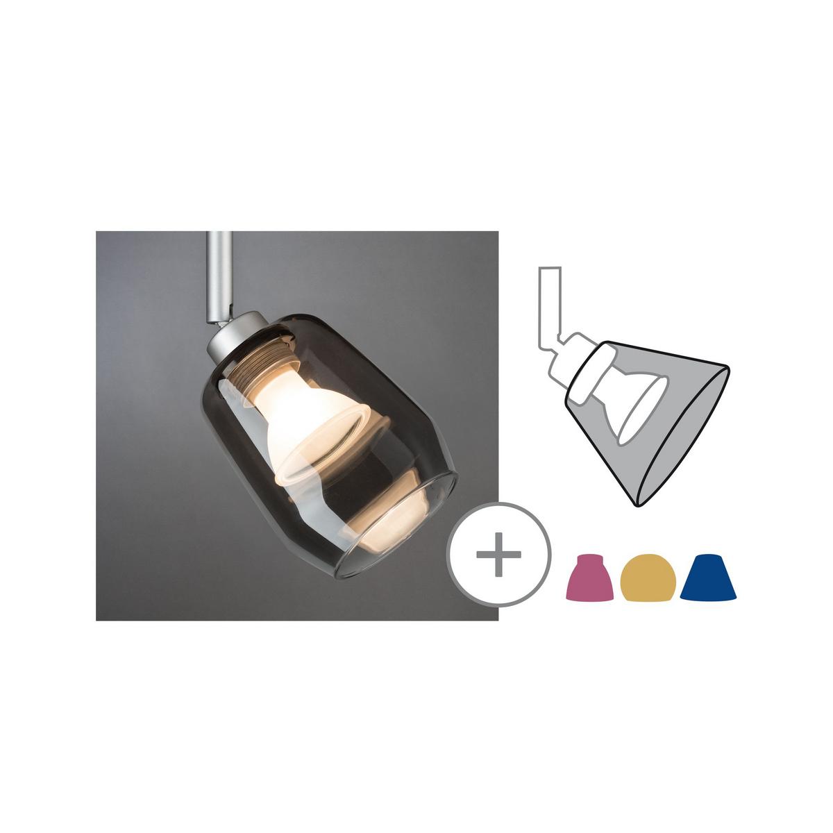 Schienensystem-Leuchtenschirm Vento in Grau Ø ca. 8cm - Grau, Design, Glas (8/9,5cm) - Paulmann