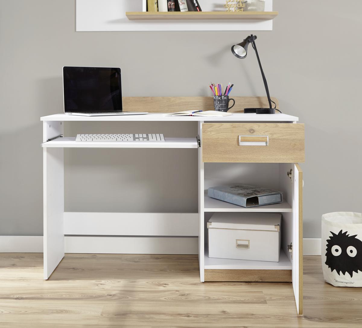 Jugendzimmer Lori 6-tlg. Holz Weiß - Eschefarben/Birkefarben, MODERN, Holz/Holzwerkstoff (80/190cm) - MID.YOU
