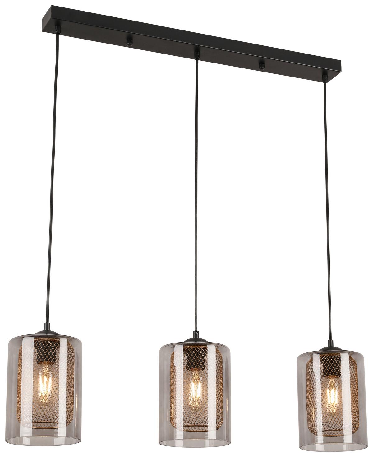 Hängeleuchte Jirmi max. 25 Watt - Goldfarben/Schwarz, MODERN, Glas/Metall (81/15,5/120cm) - Premium Living