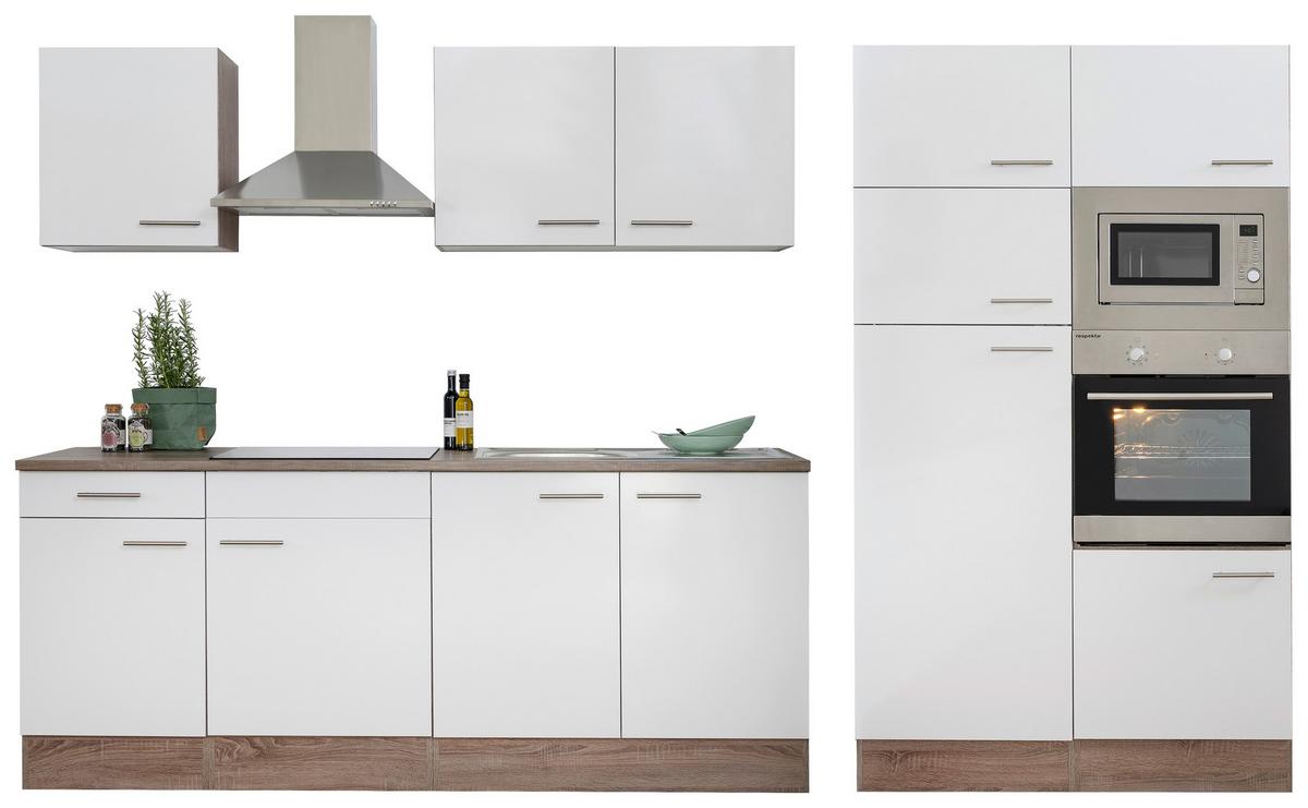 Küchenblock mit Geräte Eichefarben/Weiß B: ca. 330 cm - Eichefarben/Weiß, MODERN, Holzwerkstoff (330cm) - Respekta