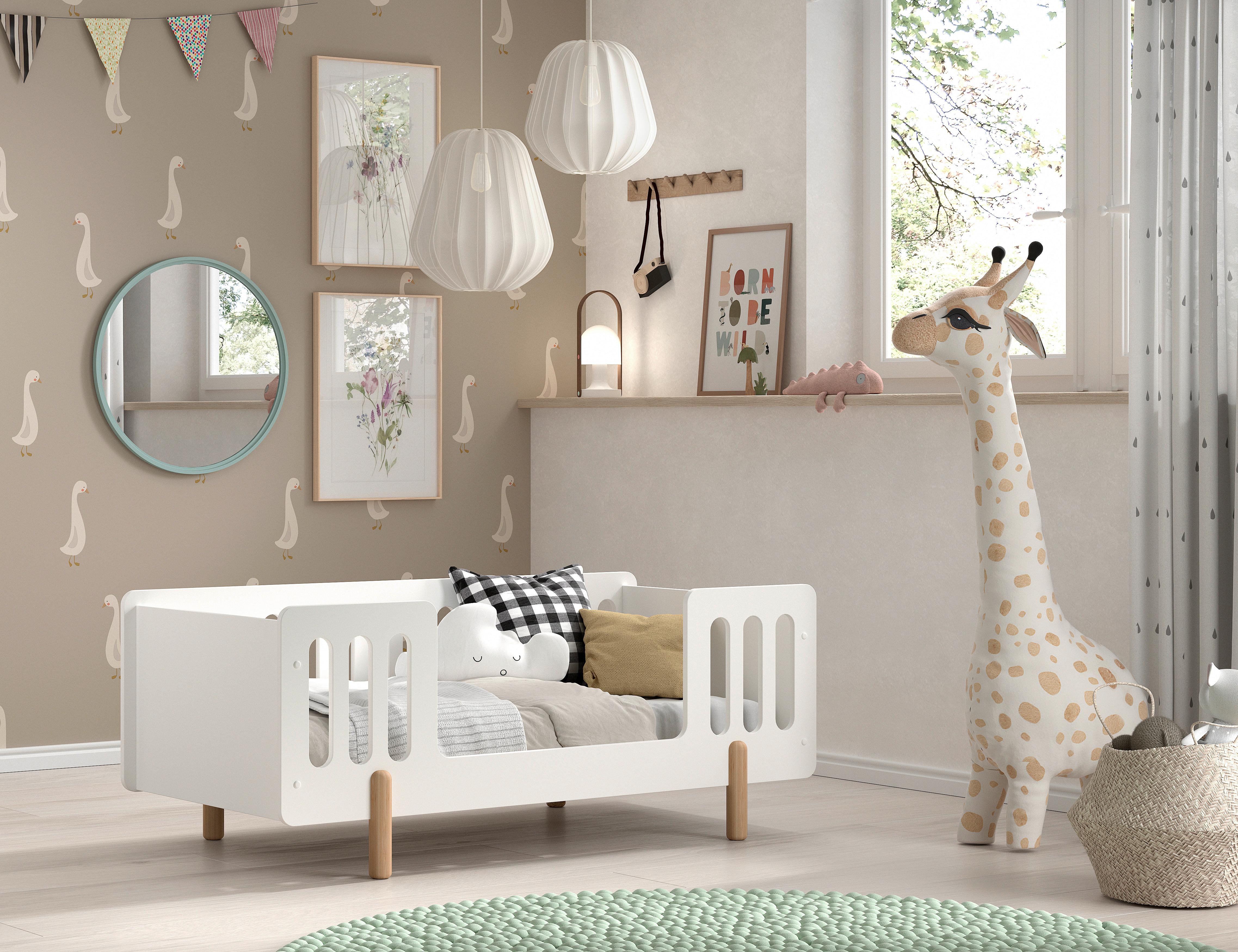 Kinder-/Juniorbett Simple ca. 70x140 cm Weiß - Naturfarben/Weiß, MODERN, Holz/Holzwerkstoff (70/140cm) - MID.YOU