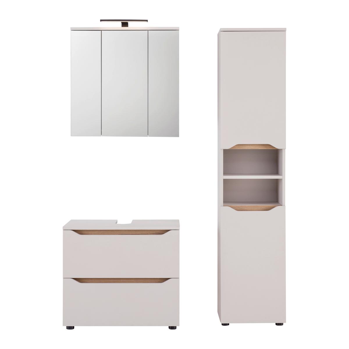 Spiegelschrank Mallorca Kaschmir-/Eichefarben - Eichefarben/Schwarz, MODERN, Glas/Holzwerkstoff (70/70/20cm) - Based