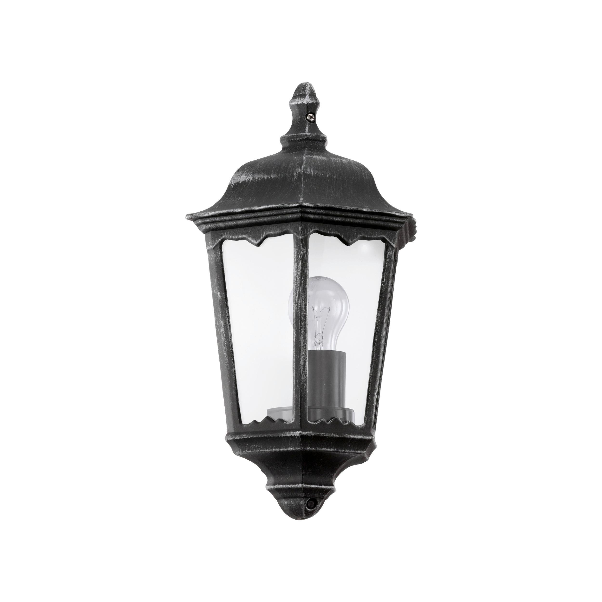 Aussenwandleuchte Navedo Schwarz Silber - Klar/Silberfarben, Basics, Glas/Metall (29cm) - Eglo