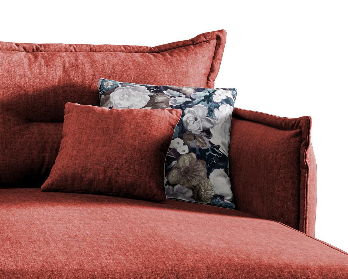 Wohnlandschaft Lava Koralle Velours - Türkis/Koralle, MODERN, Textil/Metall (255/180cm) - Livetastic