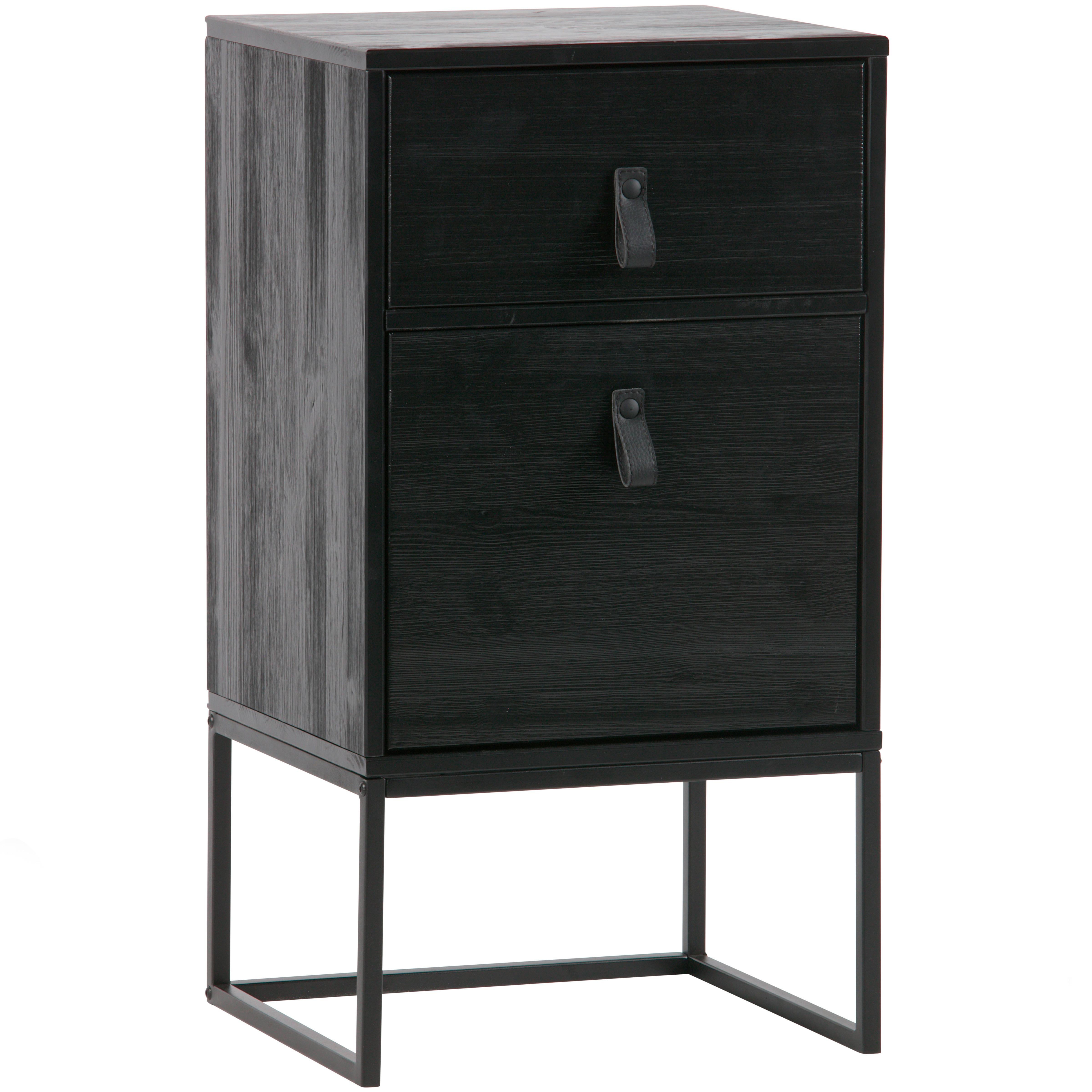 Nachtkästchen Zola Schwarz - Schwarz, Basics, Holz/Metall (74/40/35cm) - MID.YOU