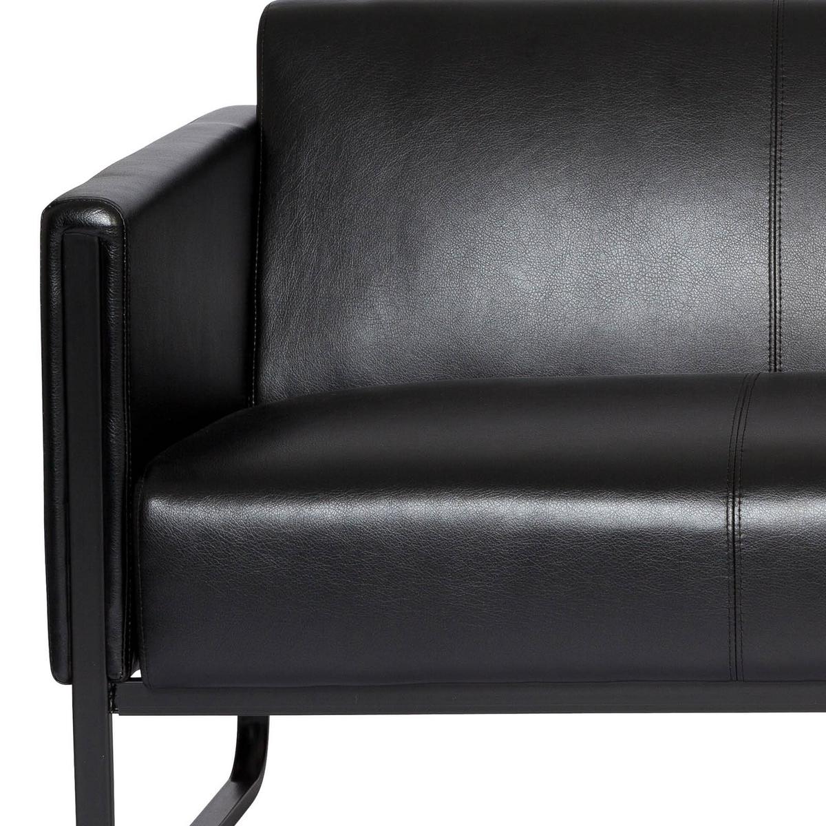 3-Sitzer-Sofa Bali Black Schwarz Lederlook - Schwarz, MODERN, Textil/Metall (159/78/71cm) - MID.YOU