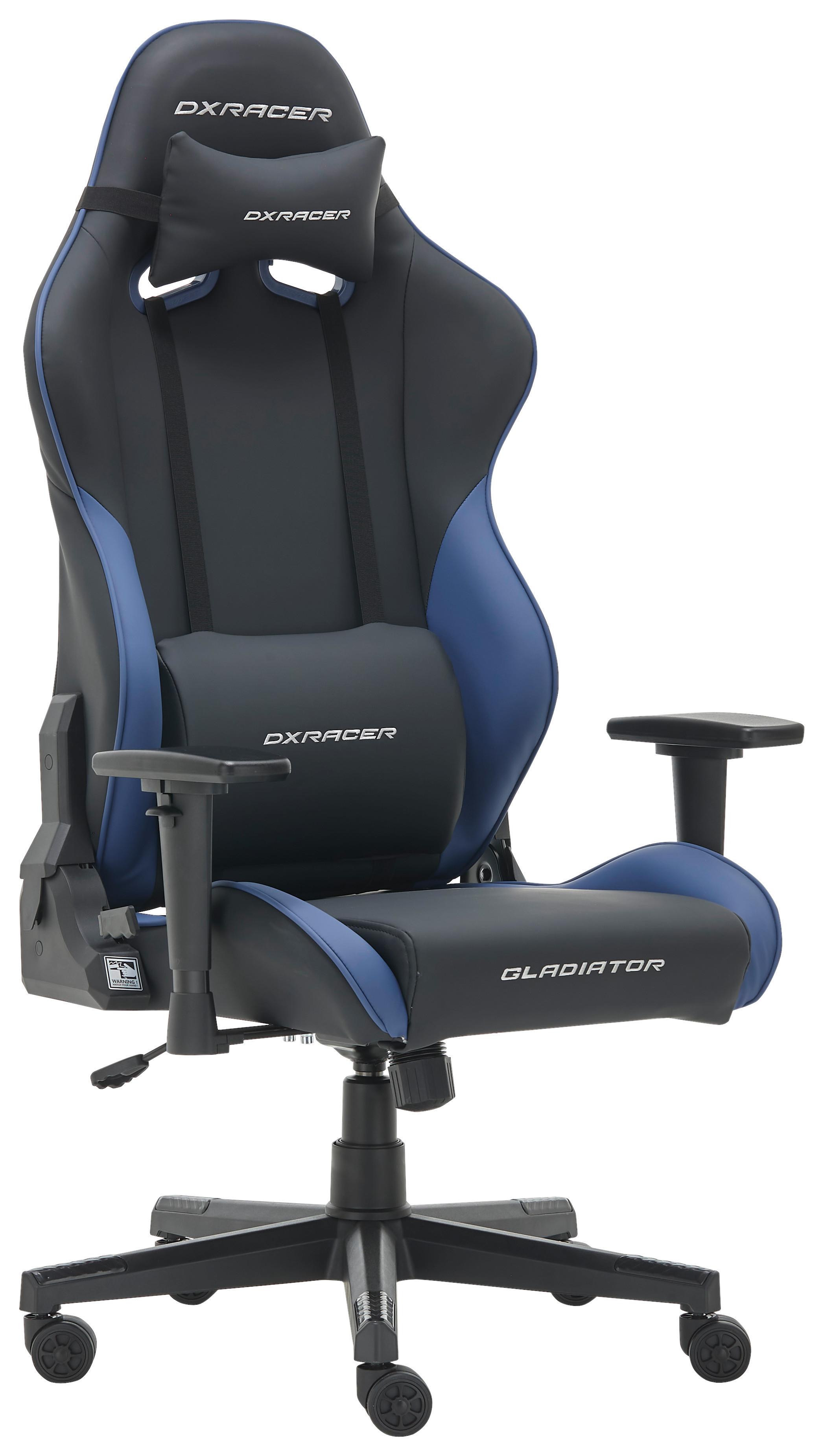 Gamingstuhl Gladiator in Blau/Schwarz - Blau/Schwarz, MODERN, Kunststoff/Textil (70/126/70cm) - Dxracer