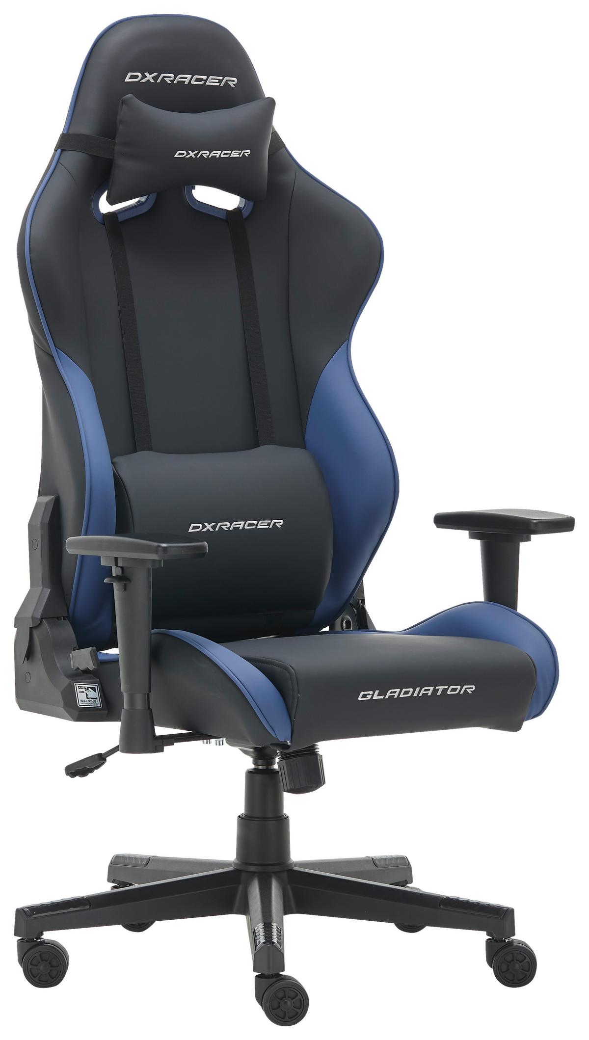 Gamingstuhl Gladiator in Blau/Schwarz - Blau/Schwarz, MODERN, Kunststoff/Textil (70/126/70cm) - Dxracer