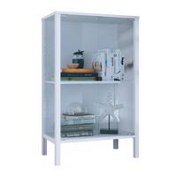 Vitrine Jensol Weiß/Klar - Klar/Weiß, Design, Glas/Holzwerkstoff (60/80/35cm) - Livetastic