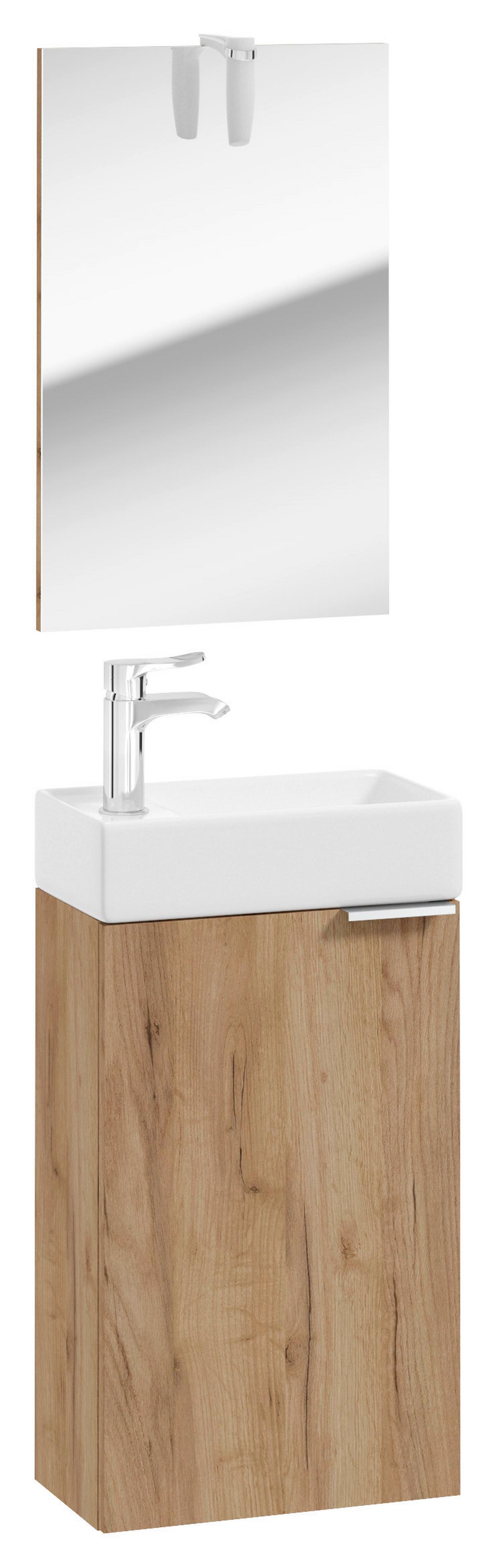 ŁAZIENKA DLA GOŚCI GRIN - kolor dębowy/biały, Basics, materiał drewnopochodny/ceramika (41/60/20cm) - MID.YOU